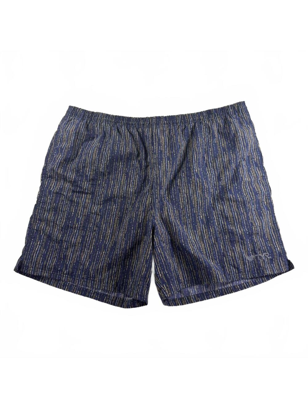 VTG TYR Swim Trunks Mens XL Nylon Mesh Lined Striped Drawstring Shorts Navy Gold